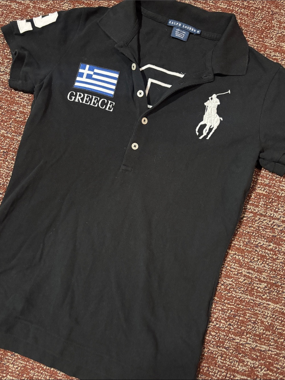 Ralph Lauren polo big pony‎ Greece short sleeve fitted shirt back graphic medium
